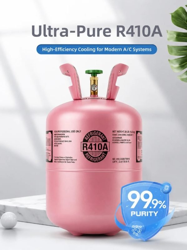 Ultra-Pure R-410A refrigerant cylinder with 99.9% purity