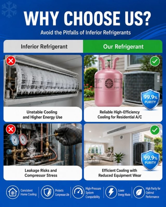 Why choose us - comparison of inferior refrigerant versus our high-purity refrigerant